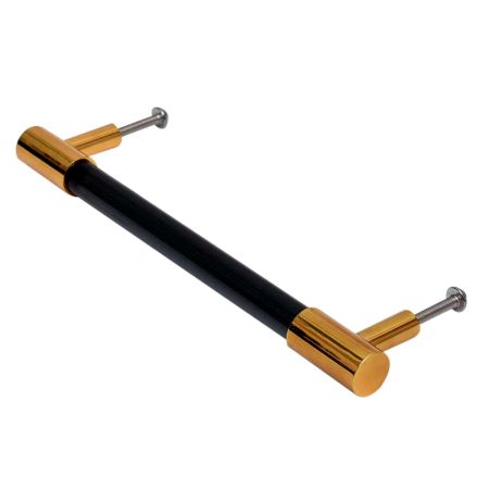 Black Golden Medium Cylinder Glass Door Handles